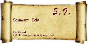 Simmer Ida névjegykártya